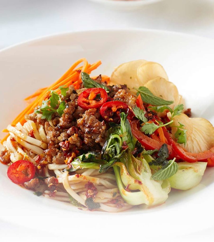 Furikake pork stir-fry with Asian vegetables